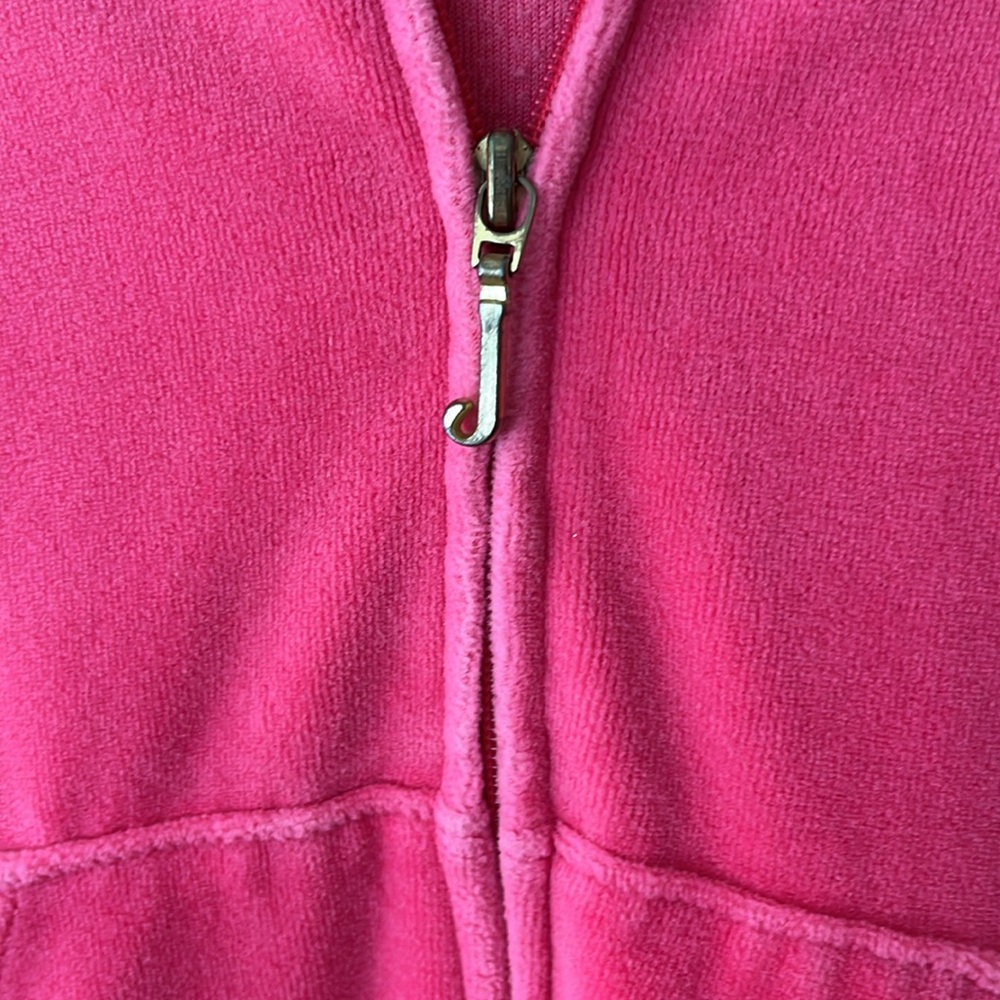 Juicy Couture Y2K VTG hot pink velour track  hoodie ChooseJuicy gold glitter Med - Picture 4 of 16